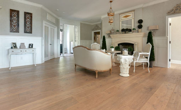 Hardwood Champagne Rustic European White Oak Floor Art Wide Plank Collection
